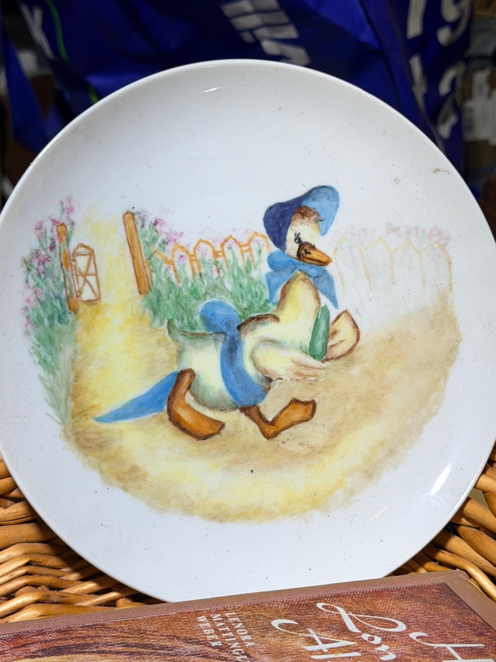 Hand-Painted Blue Duck Decorative Plate